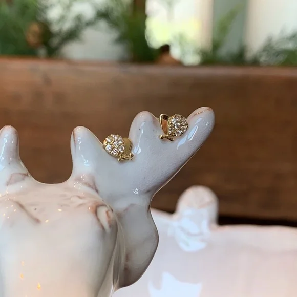 14KYG Butterflies In Flight CZ Stud Earrings - Picture 2 of 9